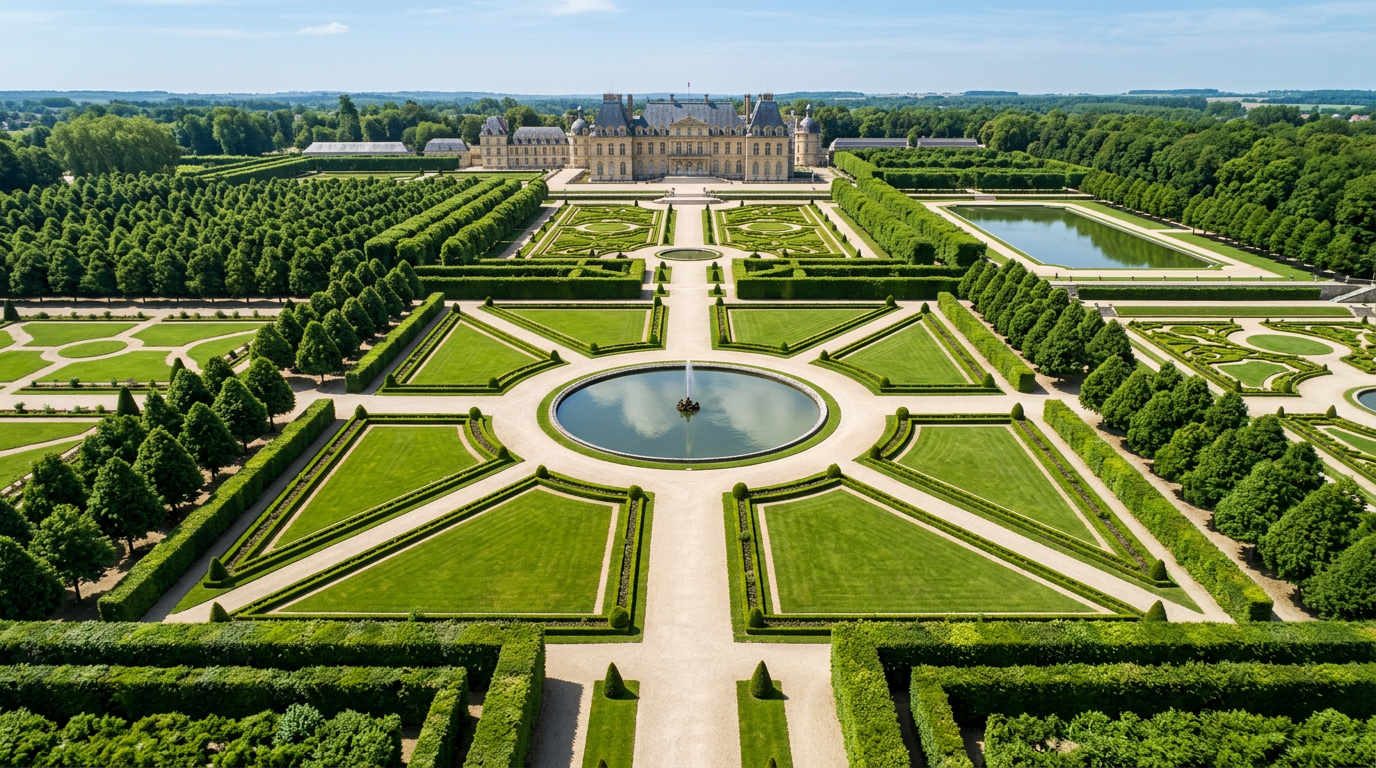 Géométrie et symétrie absolue dans l'aménagement d'un jardin classique