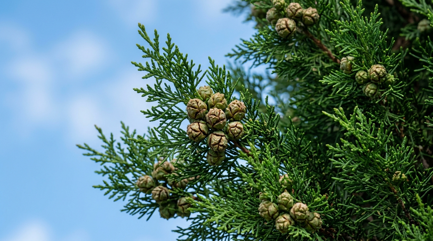 Branches de cyprès saines sans bois mort pour prévenir les incendies