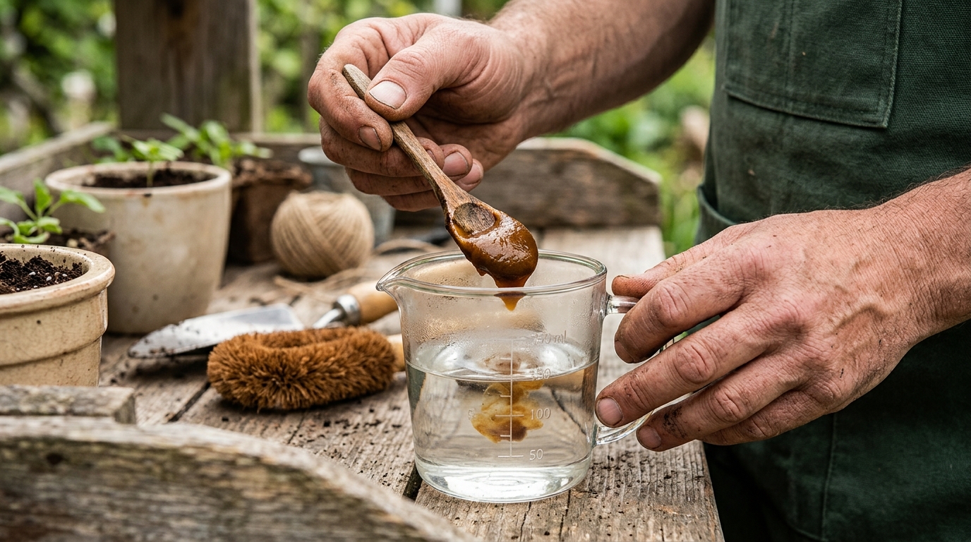 Préparation et dosage du savon noir liquide pour le jardin
