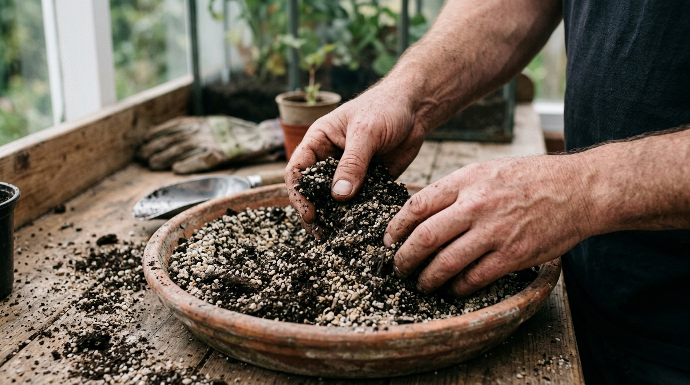 Mélange de terreau et de sable de rivière pour bouturage