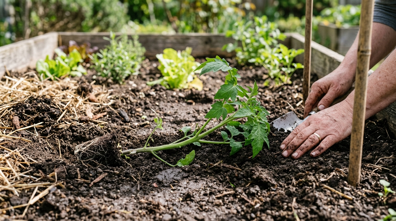 Technique de la plantation horizontale pour développer les racines du plant de tomate