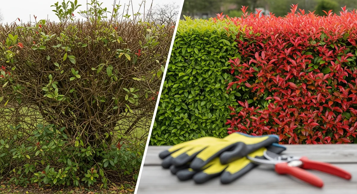 Haie photinia avant après taille comparison résultat