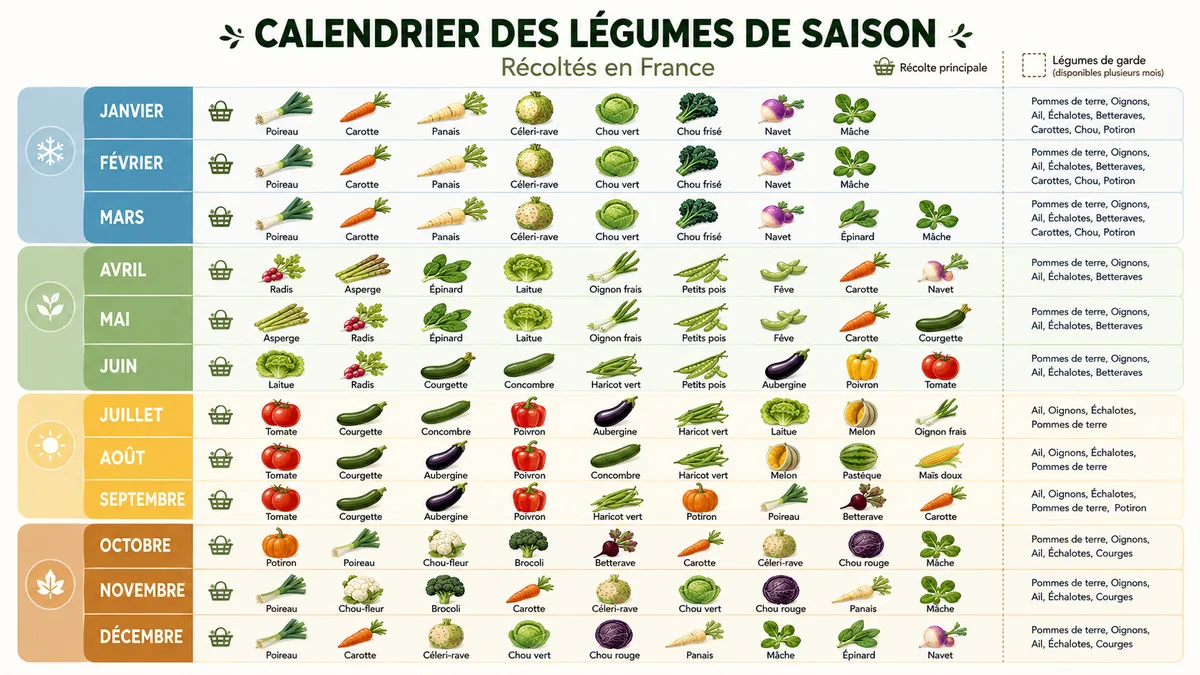 Calendrier annuel des légumes de saison en France