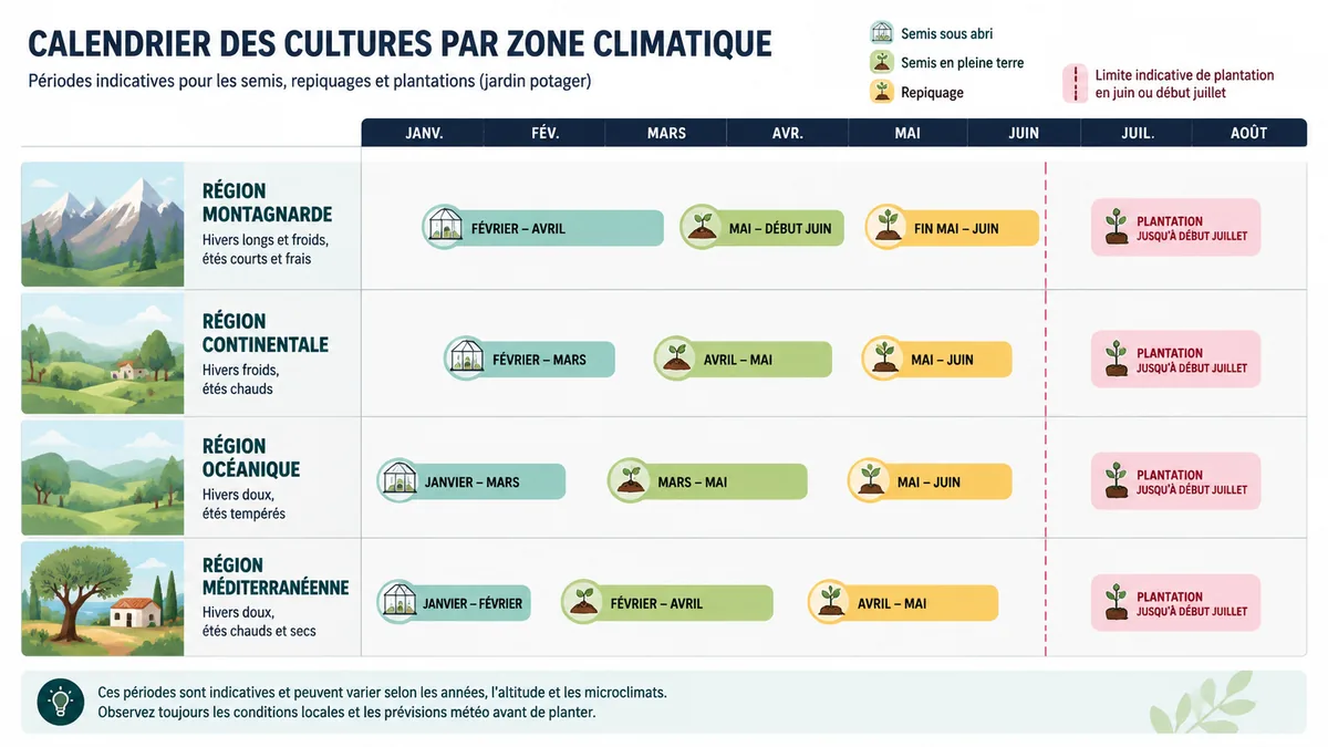 Calendrier de plantation des courgettes selon le climat