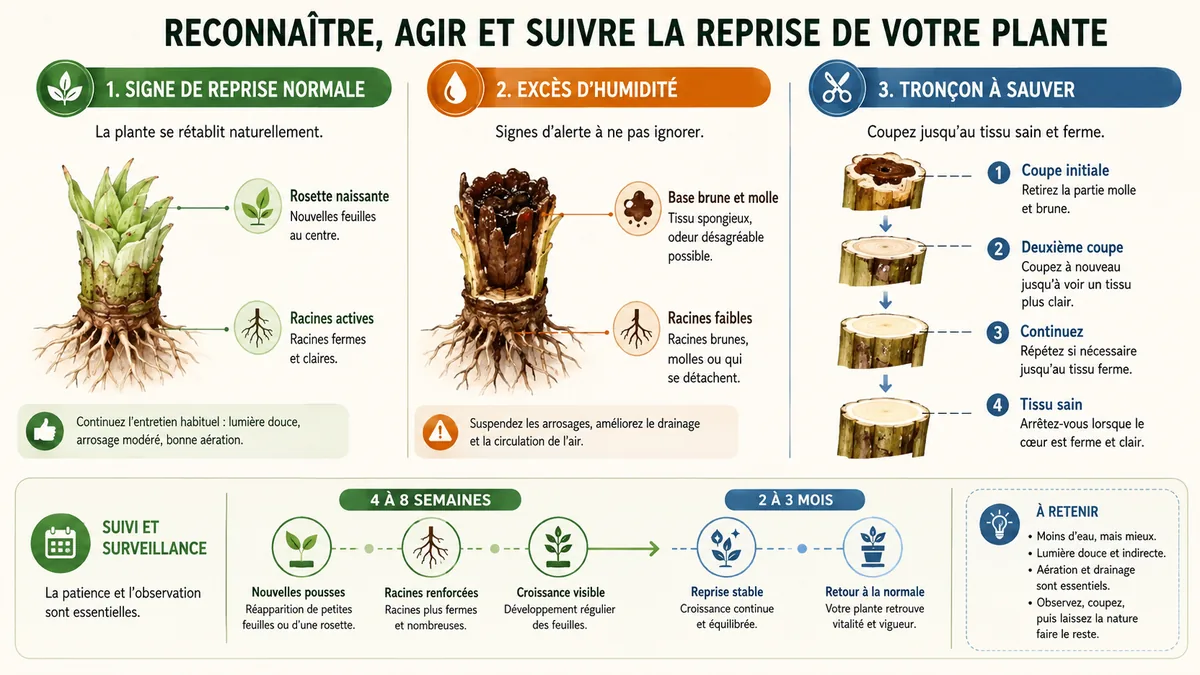 Diagnostic visuel de reprise d'une bouture de yucca