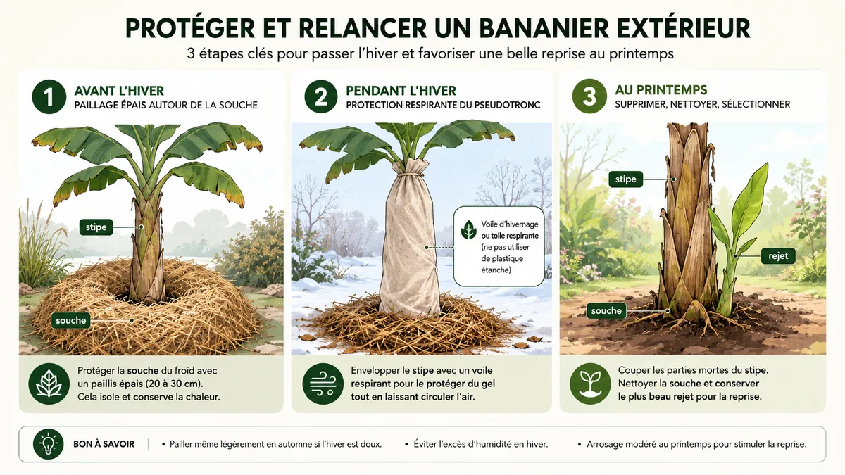 Protection hivernale d’un bananier en pleine terre
