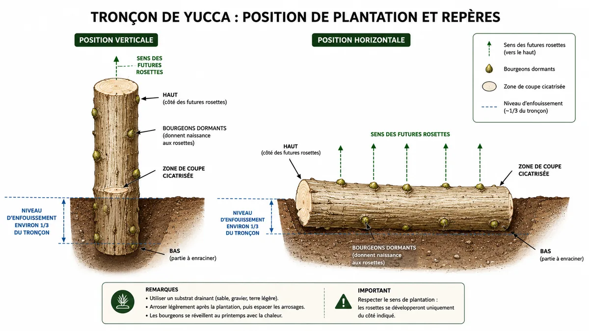Schéma d'orientation d'un tronçon de yucca