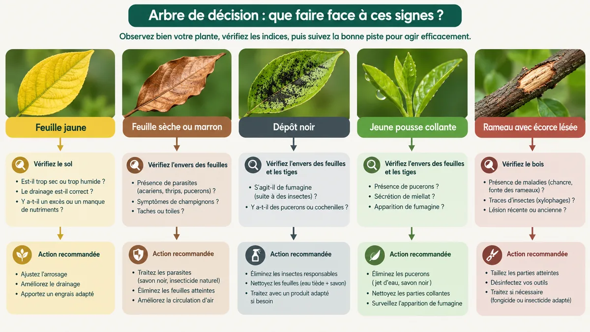 Arbre de décision pour diagnostiquer un Elaeagnus malade
